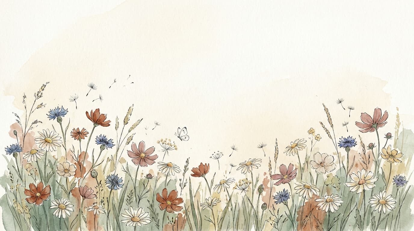 Aquarell-Wildblumenwiese im Alten Land